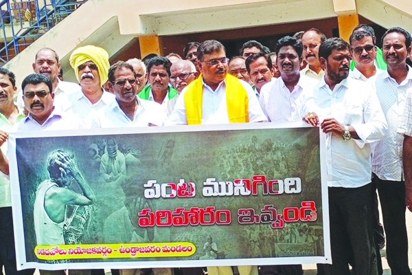 రైతులను ఆదుకోవాలని టిడిపి నిరసన