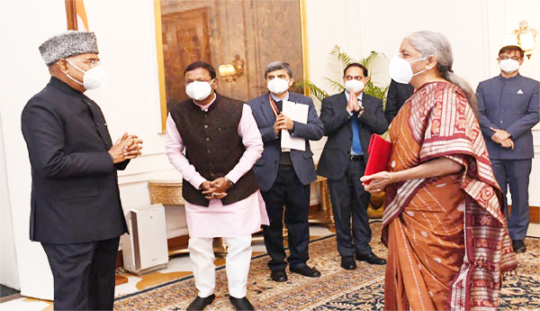 వార్షిక బడ్జెట్‌తో రాష్ట్రపతిని కలిసిన నిర్మలా సీతారామన్‌