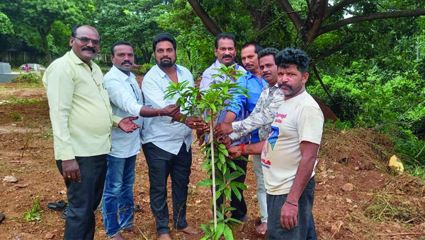 శ్మశాన వాటికలో మొక్కలు నాటివేత