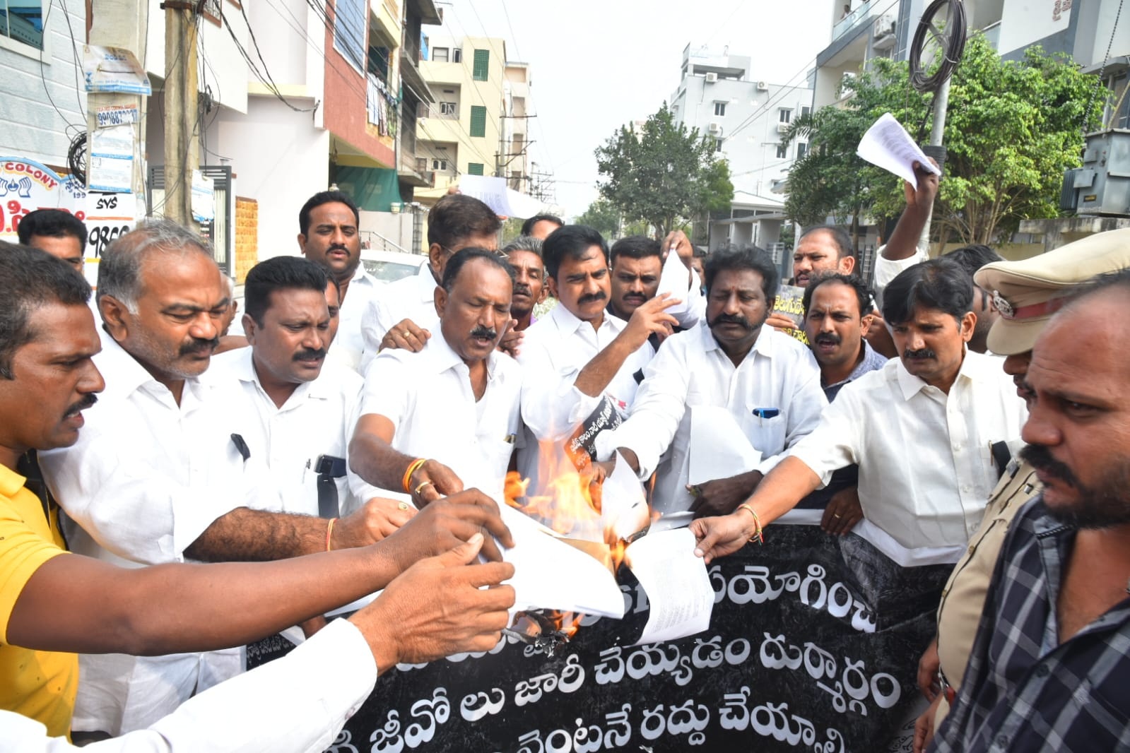 జిఒ ప్రతుల దగ్ధం