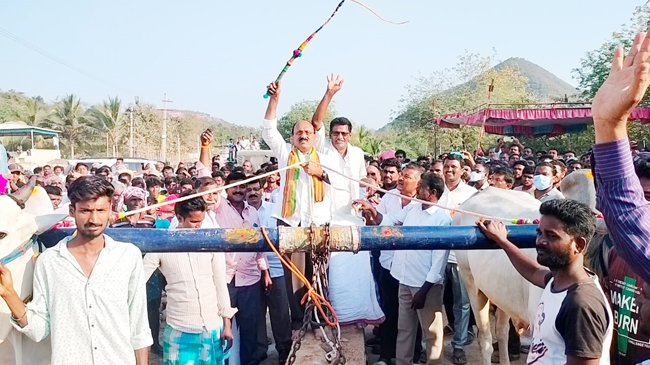 - బండలాగుడు పోటీలను ప్రారంభిస్తున్న ఎమ్మెల్యే మేడా