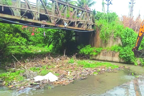 వంతెన వద్ద చెత్త తొలగింపు