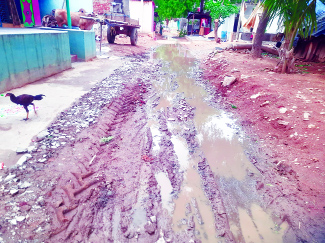 చిన్నపాటి వర్షానికి బురదగా మారిన పత్తూరులోని ఓ వీధి