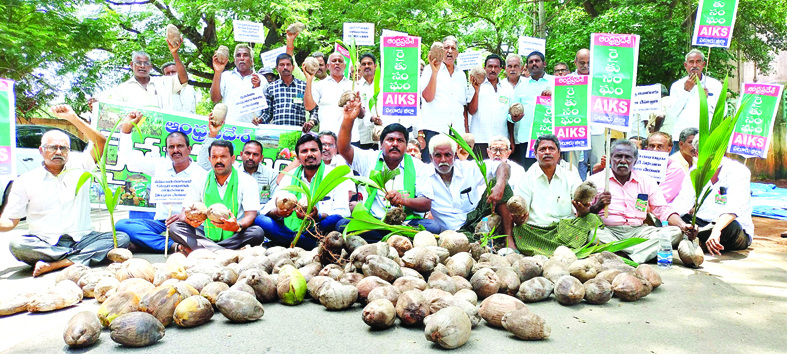 కదం తొక్కిన కొబ్బరి రైతులు