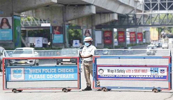 Heavy-deployment-of-police-in-Hyderabad-Traffic-diversions