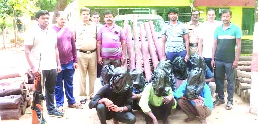 ఎర్రచందనం స్మగ్లర్ల అరెస్ట్‌ దుంగలు, కారు స్వాధీనం