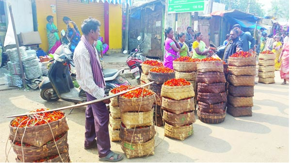 బంతిపూల ధరలు పతనం