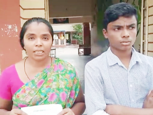 మీడియాతో మాట్లాడుతున్న విద్యార్థి తల్లి అనూష 